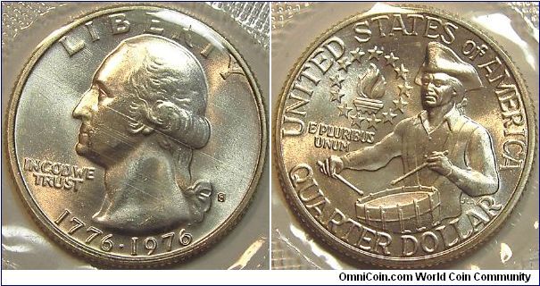1976S United States Bicentennial Silver Washington Quarter Dollar Uncirculated 1776-1976