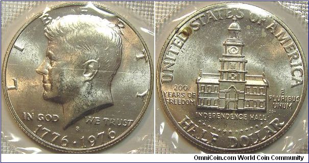 1976S United States Bicentennial Silver Kennedy Half Dollar Uncirculated 1776-1976
