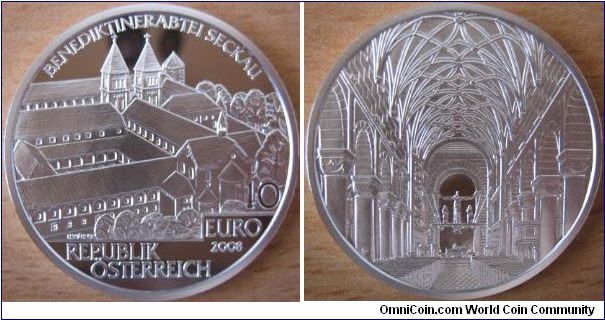 10 Euro - Seckau abbey - 17.3 g Ag 925 Proof - mintage 60,000