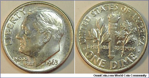 1963 Rosevelt, One Dime