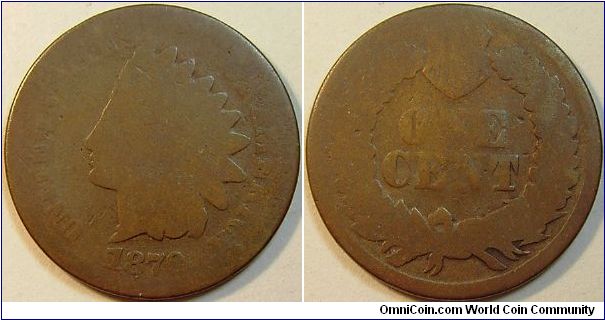 1870 Indian Head, One Cent