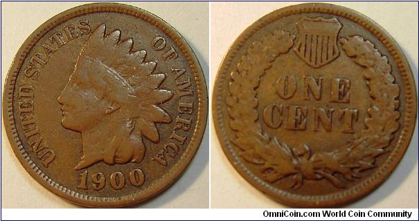 1900 Indian Head,  One Cent