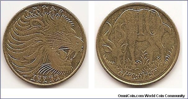 10 Cents -EE1996-
KM#45.3
4.5000 g., Copper-Zinc, 23 mm. Obv: Large lion head right Rev: Mountain Nyala, denomination at right Designer: Stuart Devlin