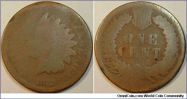 1872 Indian Head, One Cent, Poor Grade