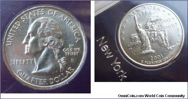 2001 Commemorative Quarter Platinum Edition, Mint Mark D for Denver, CO.