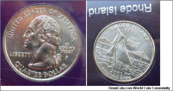 2001 Commemorative Quarter Platinum Edition, Mint Mark P for Philadelphia, Pennsylvania.