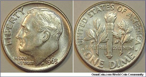 1963D Rosevelt, One Dime