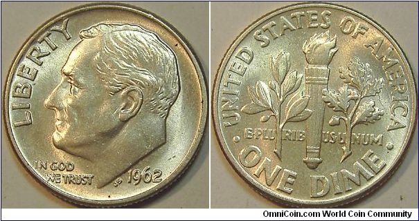 1962 Rosevelt, One Dime