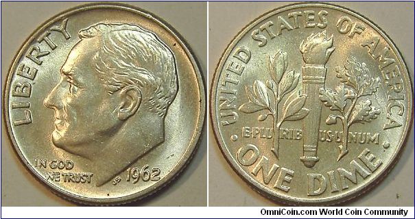 1962 Rosevelt, One Dime