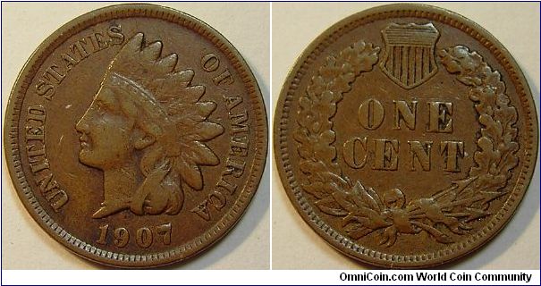 1907 Indian Head, One Cent