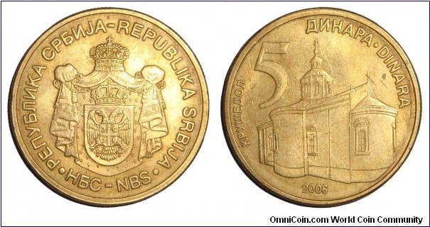 SERBIA(REPUBLIC)~5 Dinara 2006.