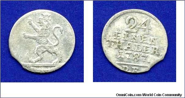 1/24 Thaler.
Duchy of Hessen-Cassel.
Wilhelm IX (1785-1803).


Ag.