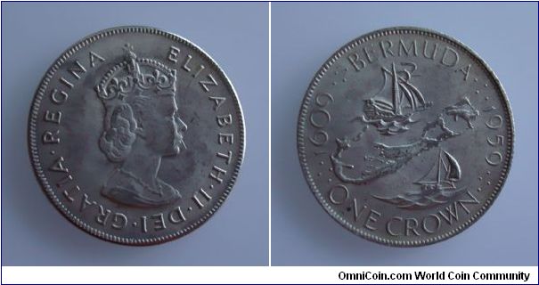 BERMUDA (1959) ONE CROWN SILVER COIN