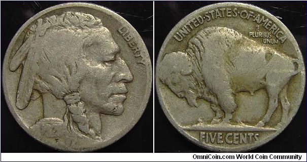 1921 Indian Head, Five Cents, (Buffalo)