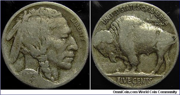 1923S Indian Head, Five Cents, (Buffalo)