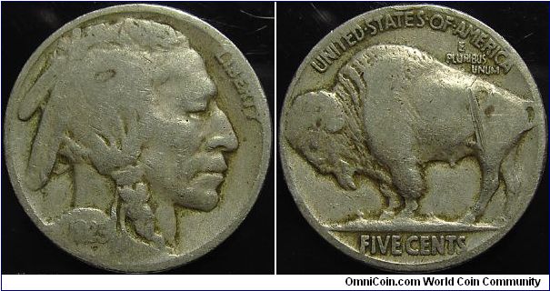 1925 Indian Head, Five Cents, Scratch on Reverse  (Buffalo)