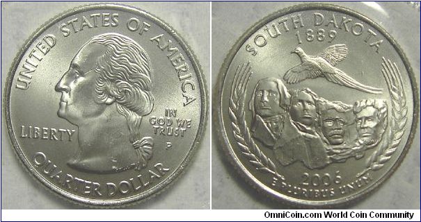 2006P Washington, Quarter Dollar, South Dakota