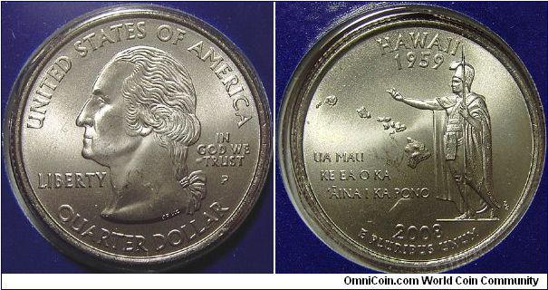 2008P Washington, Quarter Dollar, Hawaii