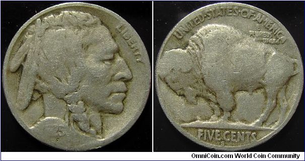 1925S Indian Head, Five Cents (Buffalo)