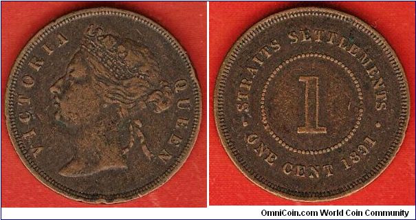 Straits Settlements
1 cent
Queen Victoria
bronze