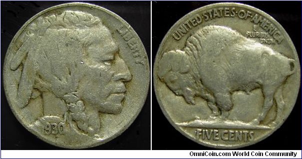 1930 Indian Head, Five Cents (Buffalo)