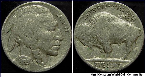 1935 Indian Head, Five Cents (Buffalo)