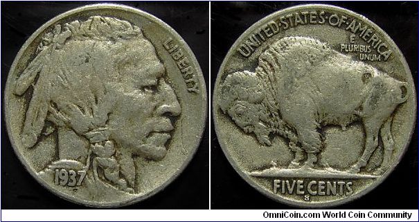 1937S Indian Head, Five Cents (Buffalo)