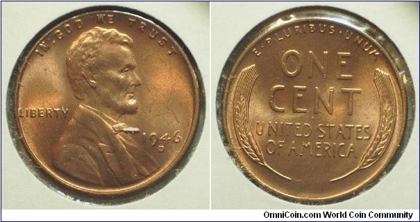 1946D Lincoln, One Cent