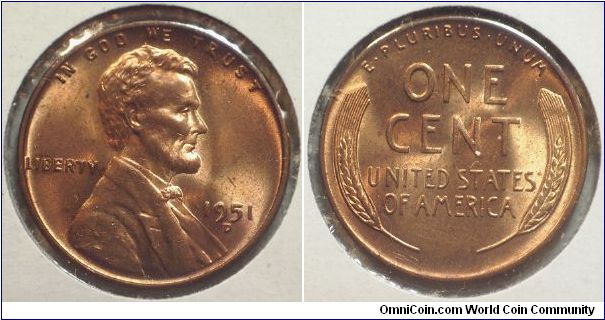 1951D Lincoln, One Cent