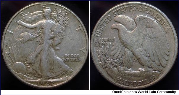 1942 Walking Liberty, Half Dollar