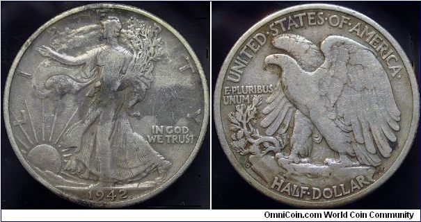 1942D Walking Liberty, Half Dollar