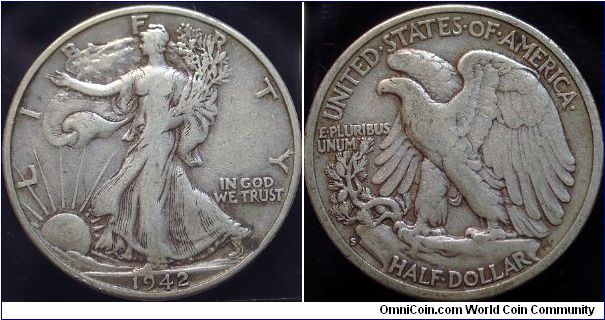 1942S Walking Liberty, Half Dollar