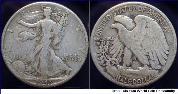 1943D Walking Liberty, Half Dollar