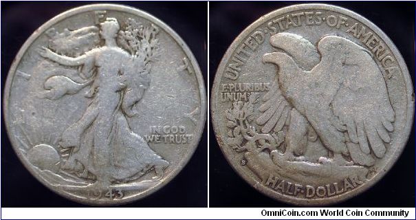 1943S Walking Liberty, Half Dollar