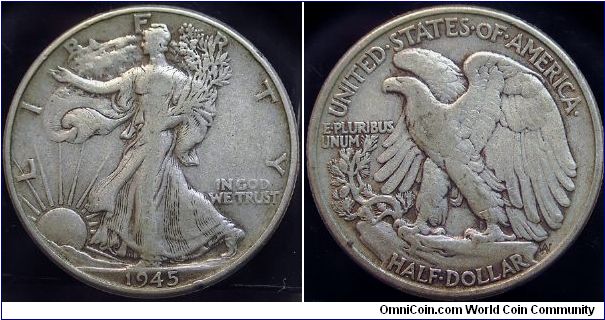 1945 Walking Liberty, Half Dollar