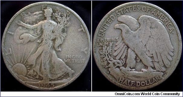 1945S Walking Liberty, Half Dollar