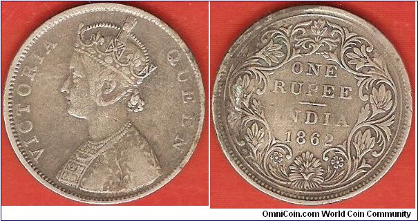 British India
1 rupee
Victoria, queen
crowned head
Calcutta Mint
0.917 silver