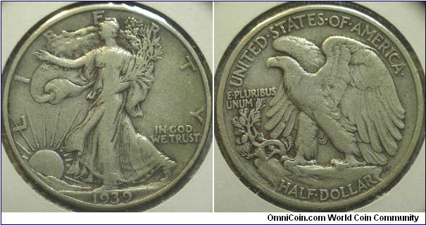 1939 Walking Liberty, Half Dollar