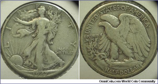 1947D Walking Liberty, Half Dollar