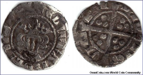 silver penny of Edward I of England and Ireland minted circa 1280 at Bristol mint
