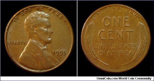 1955 Lincoln, One Cent, Doubled Die Obverse, Class 6, MDS