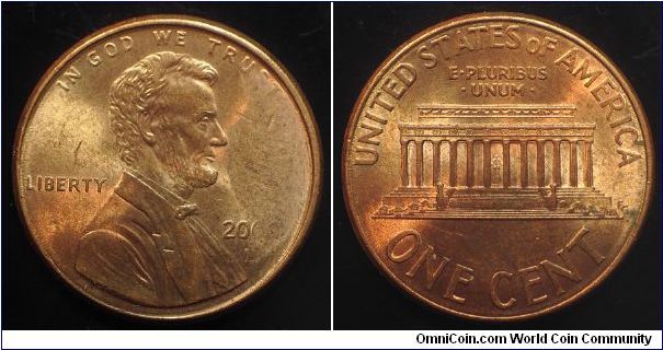 2000D Lincoln, One Cent, Obverse Struck Through Grease Error