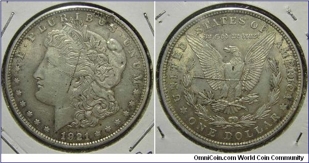 1921 Morgan, One Dollar, Scratches