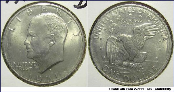 1971D Eisenhower, One Dollar