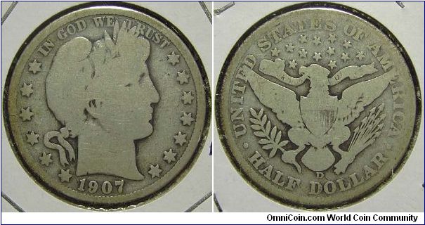 1907D Barber, Half Dollar