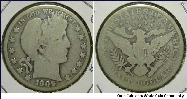 1909 Barber, Half Dollar