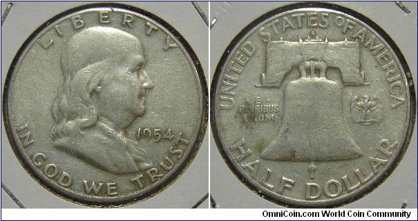 1954S Franklin, Half Dollar