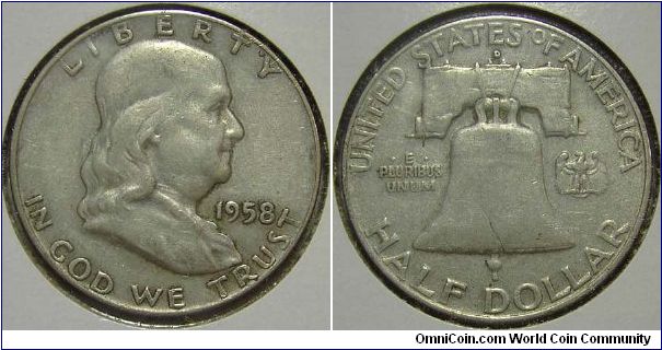 1958D Franklin, Half Dollar