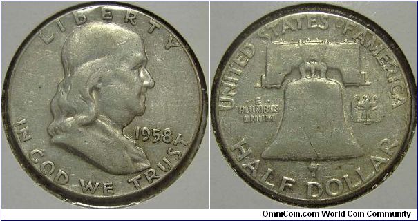 1958 Franklin, Half Dollar