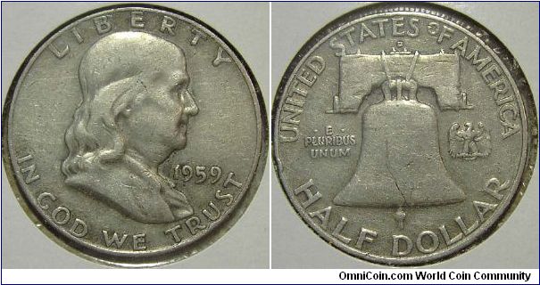 1959D Franklin, Half Dollar